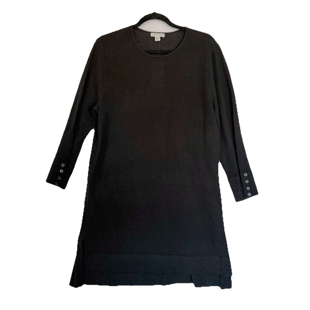 J. Jill NWT Black 100% Merino Wool  Tunic Sweater Size Small 3/4 Length Sleeves